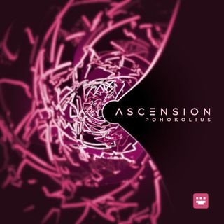 Cover art for 'Ascension' single by Pohokolius, featuring a distorted neon mesh with blurred edges displayed in a pink-to-carmine gradient that converges to a dark circle in the center. The track name 'Ascension' and artist name Pohokolius are subtly displayed in a pink glow effect on the right side of the image, set against a dark background.