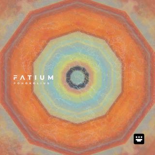 Album art for 'Fatium' by Pohokolius: The cover features an abstract polygonal shape, resembling a speaker, with an orange-ish hue. The edges of the shape subtly distort, as if it's blasting sound, while light shimmers ripple across the image. The overall vibe is futuristic and dynamic, with a sense of energy radiating from the center.