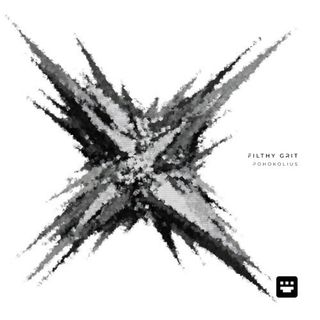 Cover art for the single 'Filthy Grit' by Pohokolius, released in 2025. The artwork features dark, jagged, metallic-like spikes erupting from a star-shaped core, corrupted by digital noise reminiscent of early video compression.