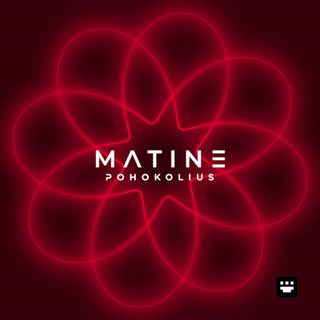 Album art for 'Matine' by Pohokolius: a spirograph, presented as a single continuous line of glowing red neon