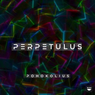 Album cover art for 'Perpetulus' single by Pohokolius released in 2021, featuring vibrant abstract digital art with geometric neon shapes