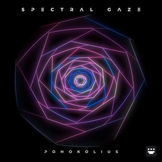 Album cover art for 'Spectral Gaze' single by Pohokolius released in 2023, featuring a tunnel filled with glowing, interconnected neon tubes creating an immersive experience, evoking the sensation of gliding through a colorful vortex
