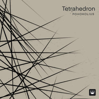 Album cover for "Tetrahedron" by Pohokolius. Abstract black geometric spikes radiate from the left across a textured beige background. Artist name and title in top right; Pohofusion logo in bottom right.