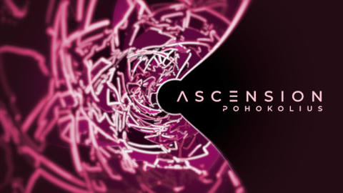 Cover art for 'Ascension' single by Pohokolius, featuring a distorted neon mesh with blurred edges displayed in a pink-to-carmine gradient that converges to a dark circle in the center. The track name 'Ascension' and artist name Pohokolius are subtly displayed in a pink glow effect on the right side of the image, set against a dark background.