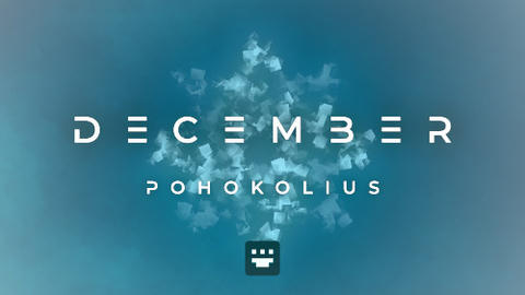 Album art for 'December' by Pohokolius, featuring the title above the artist name, overlaid on an abstract, snowflake-like design against a gradient of blues