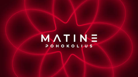 Album art for 'Matine' by Pohokolius: a spirograph, presented as a single continuous line of glowing red neon