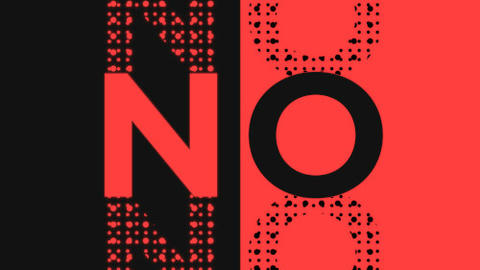 Album art for 'No' by Pohokolius. The word 'NO' is repeated three times vertically in the center of a split black and red background. The middle 'No' is solid, while the versions above and below it are made from a fainter, textured halftone dot pattern.