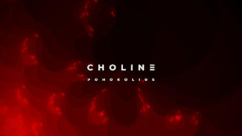 Album art for 'Choline' by Pohokolius. Red, web-like fractal pattern emerges from the bottom-left corner against a black background. The title and artist name are in the center in a stylized white font.