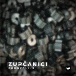 Pixelated image of blurred mechanical gears. The artist's logo and track title appear in the bottom-left corner.